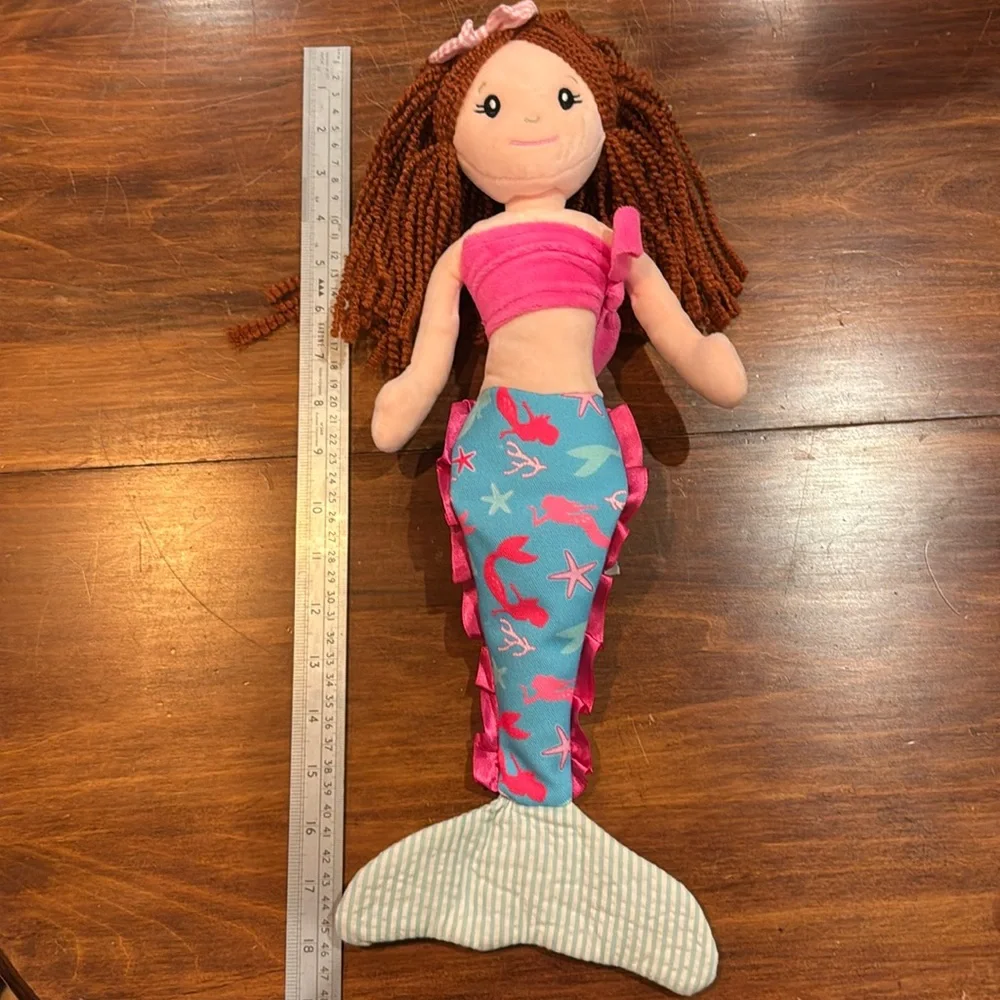 NWOT The Preppy Pelican 3+ Mermaid Pink Blue Deep Red Hair Redhead Plush Doll